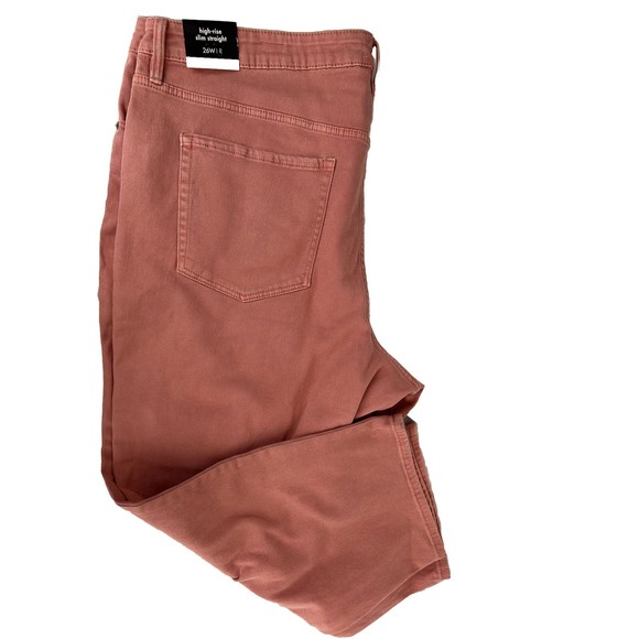 Ava & Viv Pants - Ava & Viv Womens Plus Size 26W High Rise Slim Straight Jeans Coral